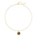 Collana in acciaio al titanio dorato con ciondolo tondo in pietra occhio di tigre - Collana Occhio di Tigre