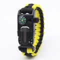 Black and yellow survival paracord bracelet with compass and whistle buckle feature - Black+Yellow