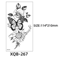 XQB-267 black and white butterfly rose sunflower tattoo sticker size 114x210mm - Butterfly Rose Sunflower (XQB-267)