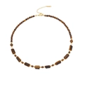 Collar de cuentas de ojo de tigre estilo Maillard con piedras marrones y cierre dorado - Estilo de Rectángulo Ojo de Tigre (5#)