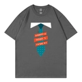 Dark grey cotton T-shirt featuring a Father's Day tie print and Happy Father's Day text - XS / Style 318 / Dark Gray