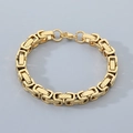 Bracciale da uomo catena bizantina vintage in oro con maglie rettangolari strutturate - Oro (KB203610)