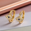 Luxuriöse vergoldete Creolen aus Kupfer mit bösem Blick Anhänger und blauem Zirkonia - Gold