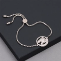 Bracelet tête de léopard en argent avec cristaux brillants et chaîne réglable coulissante - Chaîne Épaisse Tête de Panthère Strass