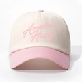 Retro American Honey bestickte Baseballkappe in Kontrastfarben Rosa und Weiß - Cremeweiß und Rosa