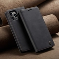 Dark gray premium leather flip case for smartphones with triple camera and stitch detail - iPhoneXs Max / Black