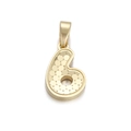 Gold number 6 pendant with circular dot texture for minimalist jewelry necklaces - Number 6