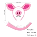 Pink pig plush costume set including pig ears headband, nose and curly tail accessory - Pink Pig Ears + Nose + Tail Set