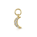 Starry crescent moon charm pendant in 18K gold finish with five sparkling white zircons - CC033 Crescent / Gold