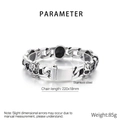 Dettagli del bracciale da uomo con teschio in acciaio inox e misure 220x18mm e 85g - Colore Argento (KB154535-KJX)