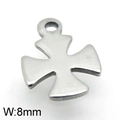 Pendentif croix en acier inoxydable poli argenté avec anneau, largeur 8 mm - Forme de Croix en Arc / 8mm / Couleur Acier