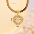 Golden heart pendant necklace with cubic zirconia pavé and flexible snake chain - Nested Hollow Style (045) / Gold