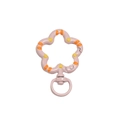Flower-shaped metal spring ring fastener in pink with orange and yellow accents - Hand Painting / Hand-painted Light Pink