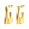 Pendientes de aro irregulares en forma de U de acero inoxidable chapado en oro de 18K - Pendientes de Fundición Irregulares - Dorado