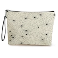 Pochette per cosmetici in tela con motivo a stelle nere e cinturino da polso - Motivo a Stella