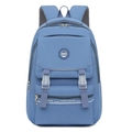 Light blue school backpack with HSD logo and sport fashion decorative straps - Blue