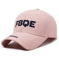 Pink cotton baseball cap featuring FBQE bold embroidery and side Dallos cursive detail - Pink