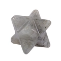 Macro shot of polished Merkaba star crystal pendant in greyish-white moonstone finish - Flash Stone (Labradorite)