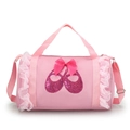 Pink ballet dance bag for girls with sequined shoes, lace trim and adjustable strap - Pink (Long Lace Ballet Shoes)