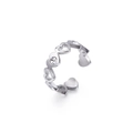 Anillo de corazón abierto de acero plateado con circonitas blancas para mujeres - US 6 / Color Acero