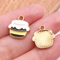 Golden honey jar alloy charms with yellow enamel detail for DIY jewelry making - Honey Jar