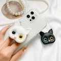 Dettaglio del supporto per telefono a forma di gatto 3D con occhi di diverso colore - Occhi di Colore Diverso Oro Blu / Bianco