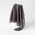 Dark grey pleated imitation linen silk square scarf 90cm displayed on a white stand - Dark Gray