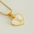 Minimalist 18K gold plated stainless steel heart necklace with shell letter X pendant - Letter X