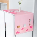 Pink waterproof refrigerator cover with cartoon rabbits and side storage pockets - Pink Carrot Rabbit-Double Door