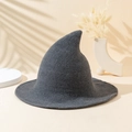 Cappello da strega lavorato a maglia grigio scuro, berretto da mago pieghevole donna - Lana Ispessita / Grigio