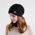 Set cappello in maglia e scaldacollo nero con fodera in pile e logo Sport - Nero