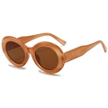 Retro-Sonnenbrille mit bernsteinfarbenem Ovalrahmen und braunen Gläsern für Damen und Herren - Gelee Tee