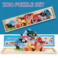 Educational 3D wooden animal puzzle set with letters in a storage box for kids - Zoo Puzzle 0.66