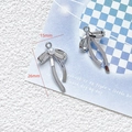 Silver bow tassel charm for DIY jewelry making with dimensions 15mm by 26mm - 15# Bowknot Pearl Tassel