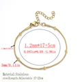 Bracciale a catena serpente in acciaio inossidabile placcato oro 18K con perline e gancio - Catena a serpente con perle / 1.2mm di Larghezza; 17+5cm / Oro