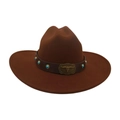 Dark brown wool cowboy hat with turquoise-studded leather band and bull head buckle - One Size / Coffee