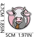 Toppa ricamata a mucca con campanellino e dimensioni 5cm di larghezza e 4.7cm altezza - Mucca con Collare a Campanello Dorato (N. 7)