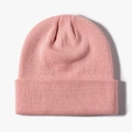 Pink ribbed knit cuffed beanie hat featuring premium warm elastic construction - One Size / Dusty Pink