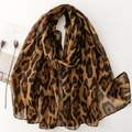 Schicker Baumwoll-Leinen Schal mit Leopardenmuster, leichter Sommer-Sonnenschutz-Schal - 180*88cm / Kaffee Leopard