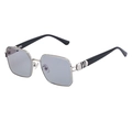 Gafas de sol cuadradas con montura de metal plateado y patillas negras en gris - Montura Plateada Lentes Gris Claro