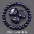 Detail of blue sand stone beaded stretch bracelet with polished sparkling raw stones - Blue Sand Stone