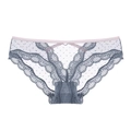 Bragas sexys de encaje de cintura baja con lunares en tono gris-púrpura - M / Gris