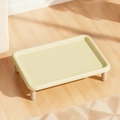 Moderner cremefarbener Katzenfutternapf mit Holzbeinen und auslaufsicherem Randdesign - Futterständer-Tablett (beige)