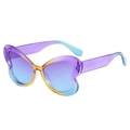 Occhiali da sole a farfalla oversize moderni con montatura sfumata colorata - Sfumatura Viola Blu