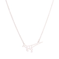 Origami dinosaur necklace in rose gold finish with minimalist geometric cutout design - Dinosaur / Rose Gold