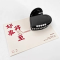 Elegant black heart-shaped acetate claw clip featuring five inlaid pearls for women - Black Pearl Style 6.5CM