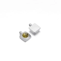Silver square charm pendant with faceted yellowish green gemstone and polished finish - 6mm / Square Steel Lemon Yellow