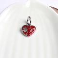 Silver alloy heart puzzle charm with vibrant red enamel inlay for DIY jewelry making - Red