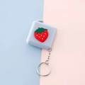 Mini square soft measuring tape with red strawberry pattern in light grey color - Strawberry