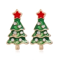 Détail de boucles d'oreilles sapin de Noël en émail vert avec strass étincelants - #5 Arbre de Noël/Alliage Émail Strass